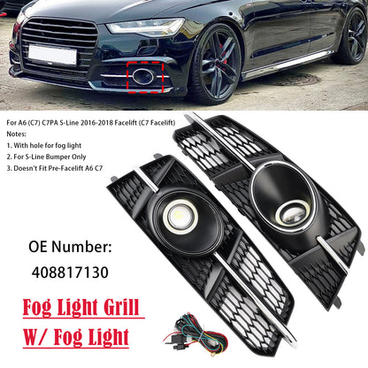 2016-2018 AUDI A6 (C7) C7PA S-Line Facelift (C7 Facelift) 408817130 Fog Light Grill Cover Lamp Grille W/ Fog Light