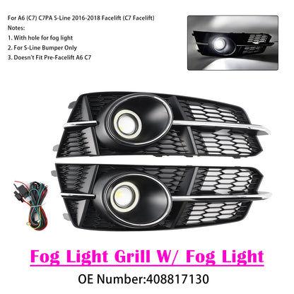 2016-2018 AUDI A6 (C7) C7PA S-Line Facelift (C7 Facelift) 408817130 Fog Light Grill Cover Lamp Grille W/ Fog Light