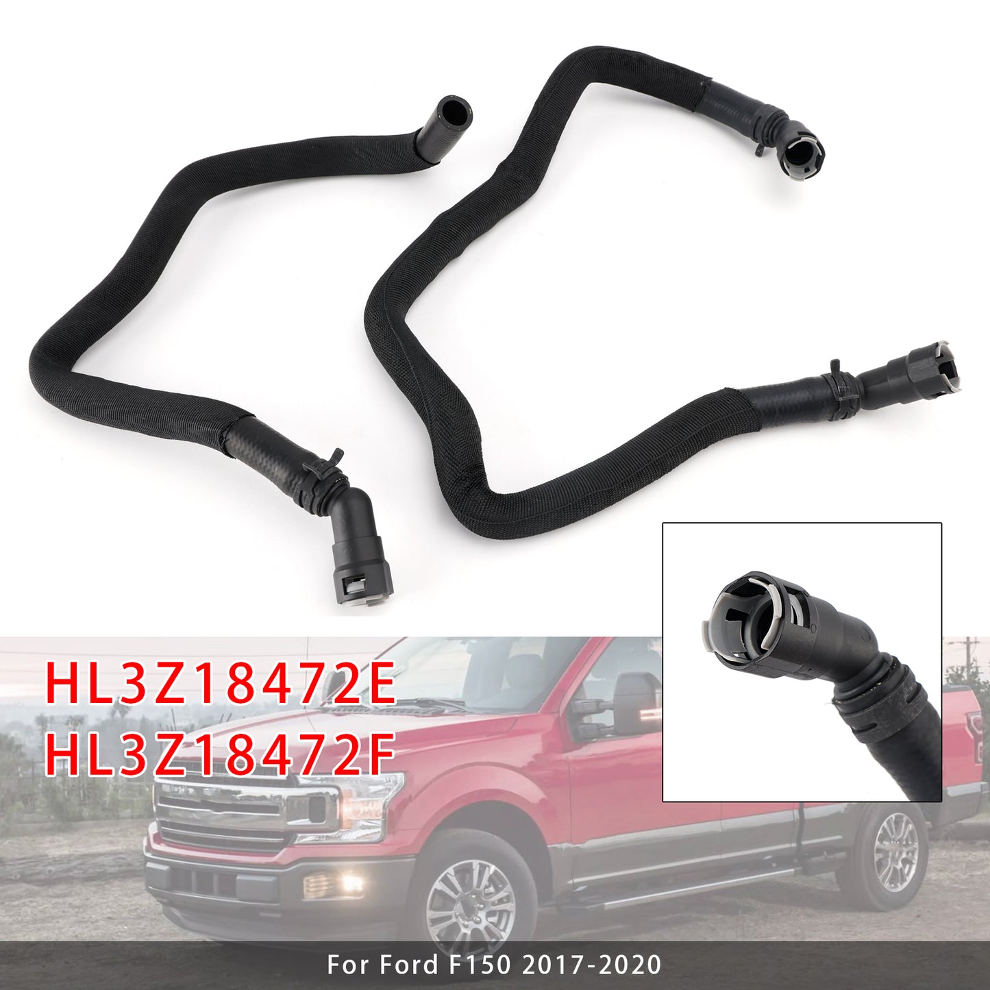 2017-2020 Ford F150 HL3Z18472E 2PCS HVAC Heater Water Hose Inlet-Outlet