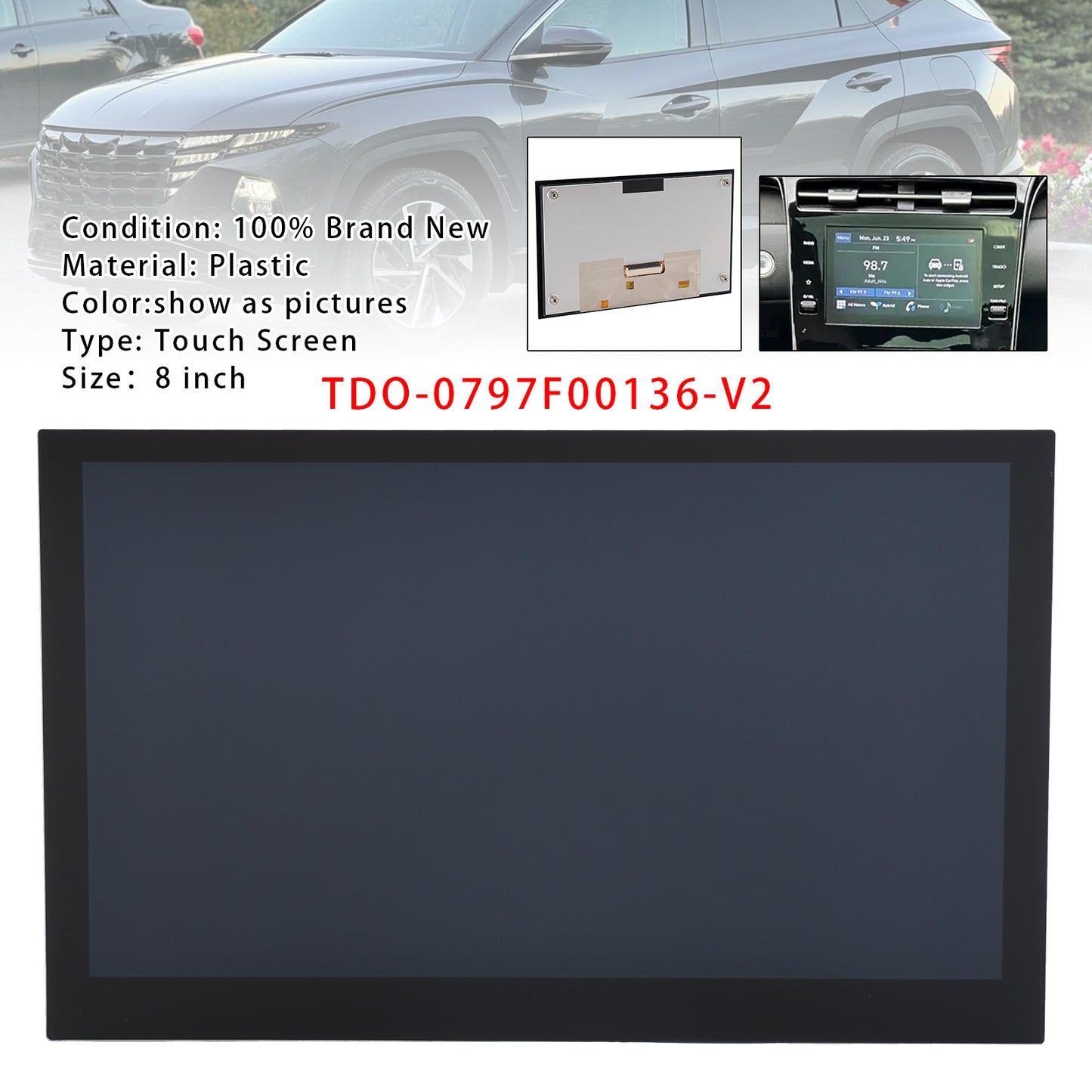 2021-2023 Hyundai Tucson TDO-0797F00136-V2 8" LCD Touch Screen Digitizer