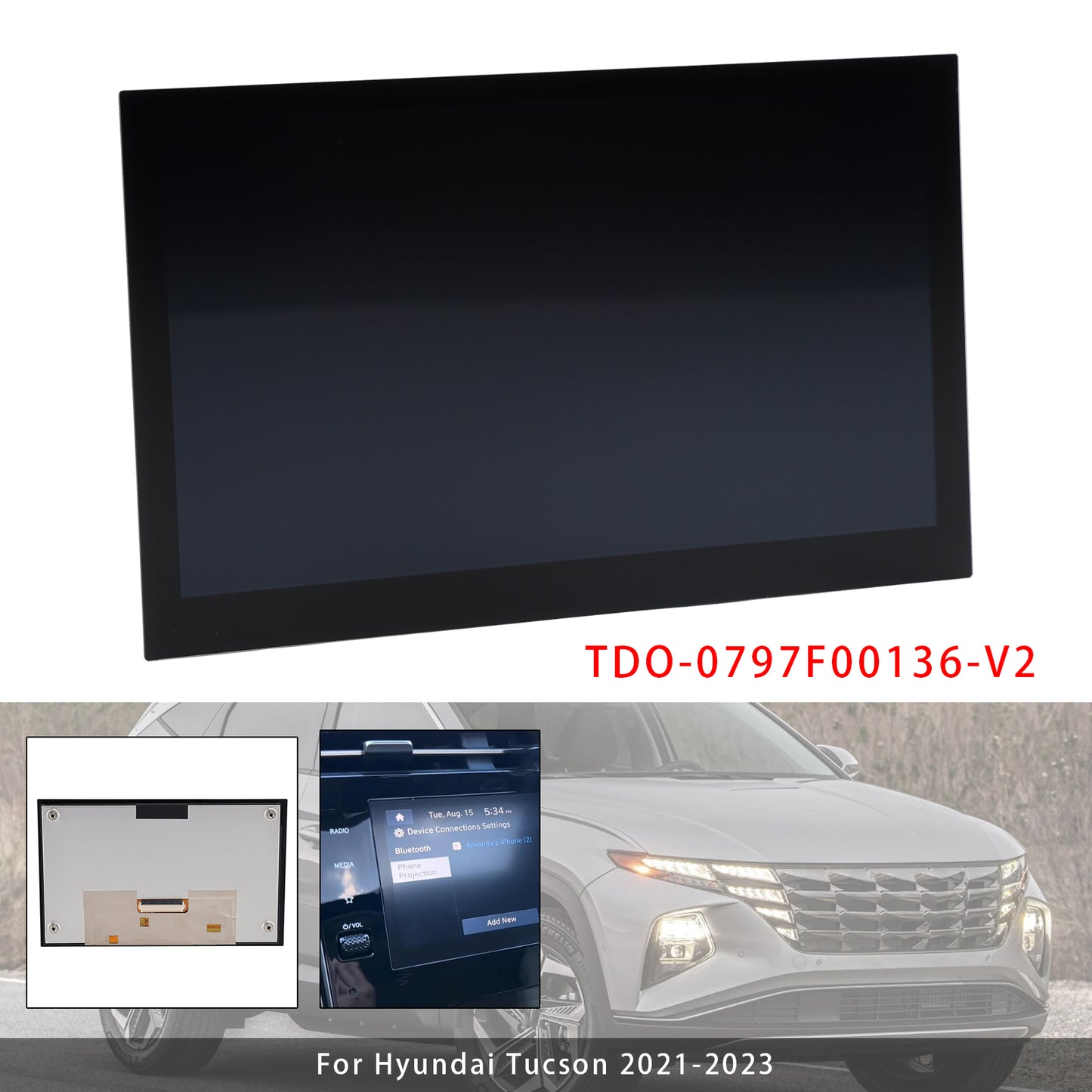 2021-2023 Hyundai Tucson TDO-0797F00136-V2 8" LCD Touch Screen Digitizer
