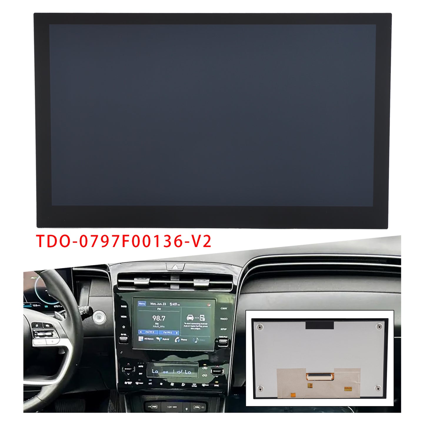 2021-2023 Hyundai Tucson TDO-0797F00136-V2 8" LCD Touch Screen Digitizer