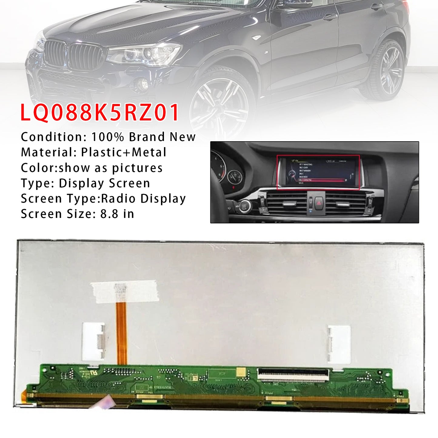 BMW X3 X4 F25 F26 LQ088K5RZ01 8.8" LCD Screen Assembly  Display Screen