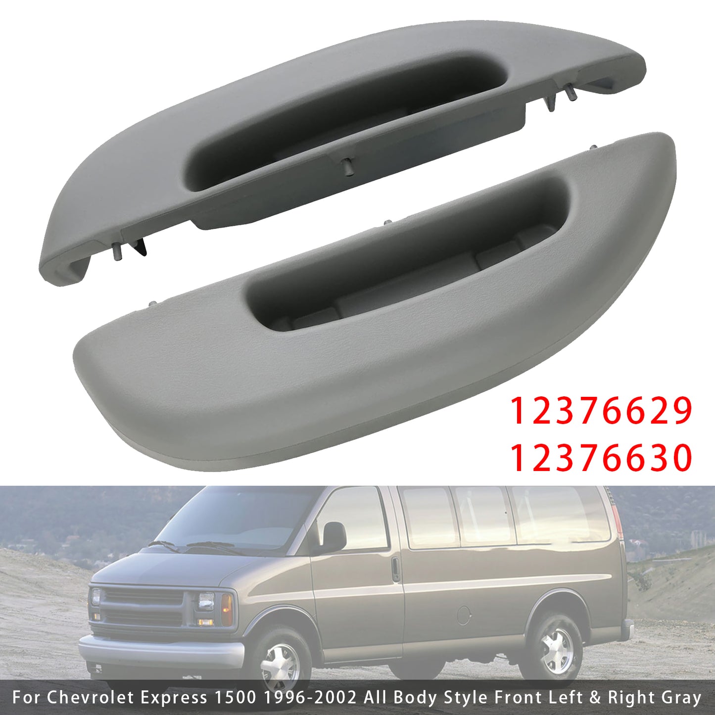 1996-2002 Chevrolet Express 1500 All Body Style Front Left & Right Gray 12376630 2PCS Door Armrest Pull Handle Cover