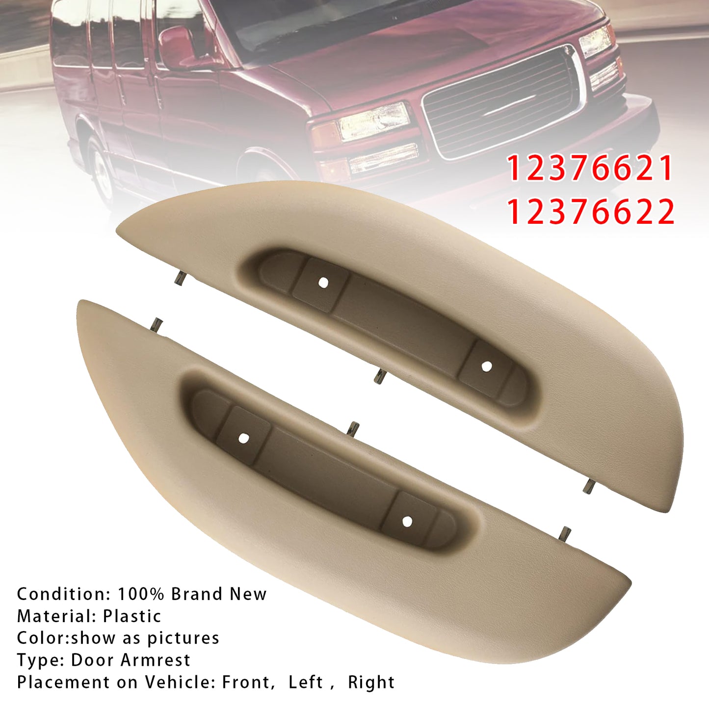 1996-2002 Chevy GMC Savana Van Tan 2PCS Door Armrest Pull Handle Cover