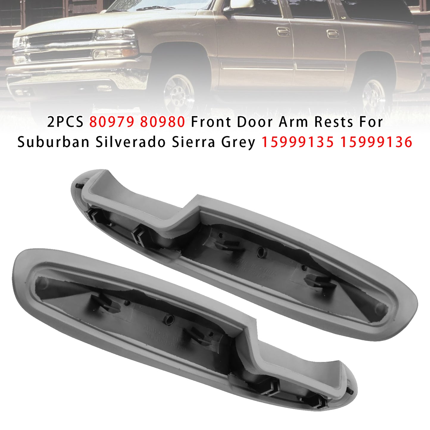 Suburban Silverado Sierra Grey‎ 15999135 15999136 80979 80980 2PCS Front Door Arm Rests