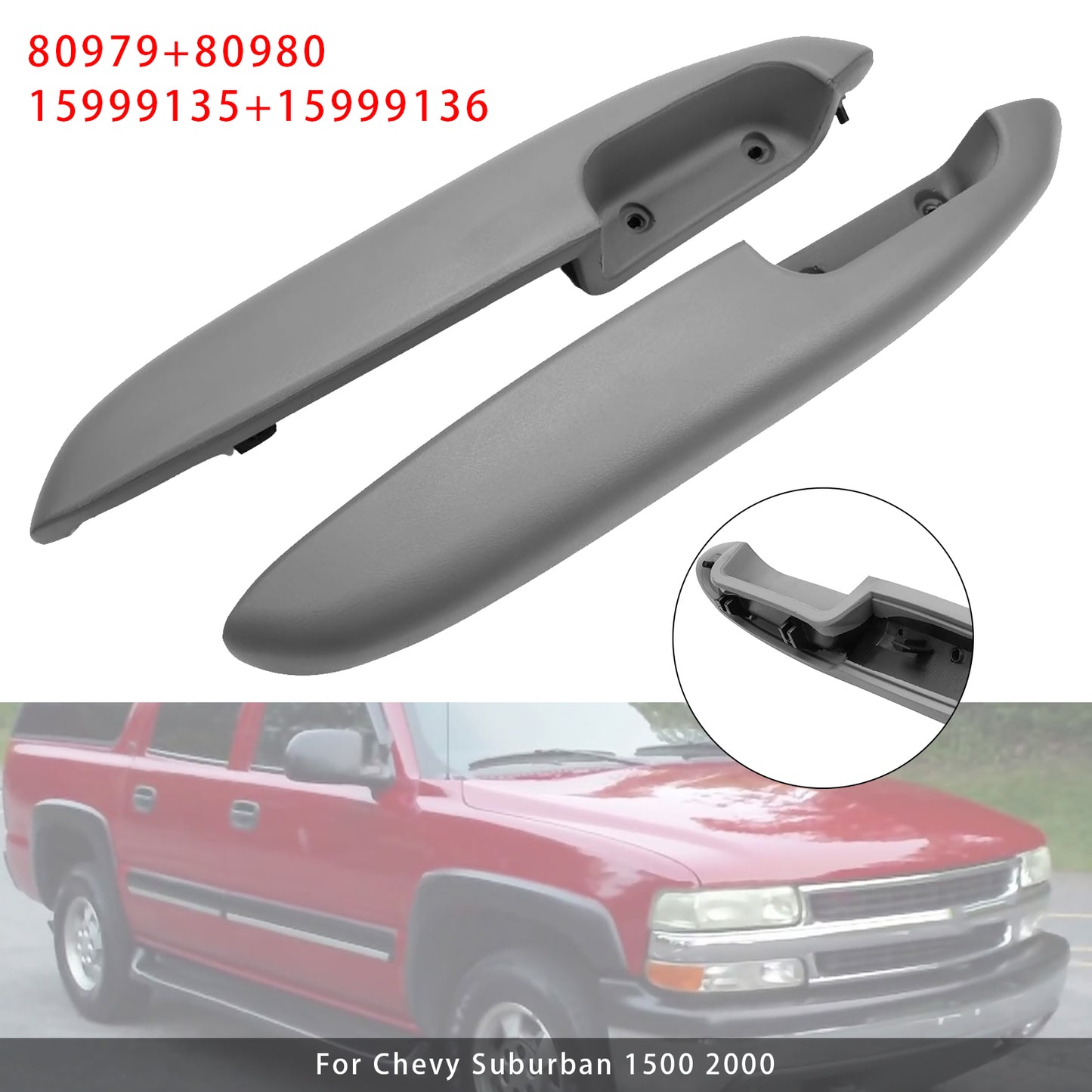 Suburban Silverado Sierra Grey‎ 15999135 15999136 80979 80980 2PCS Front Door Arm Rests