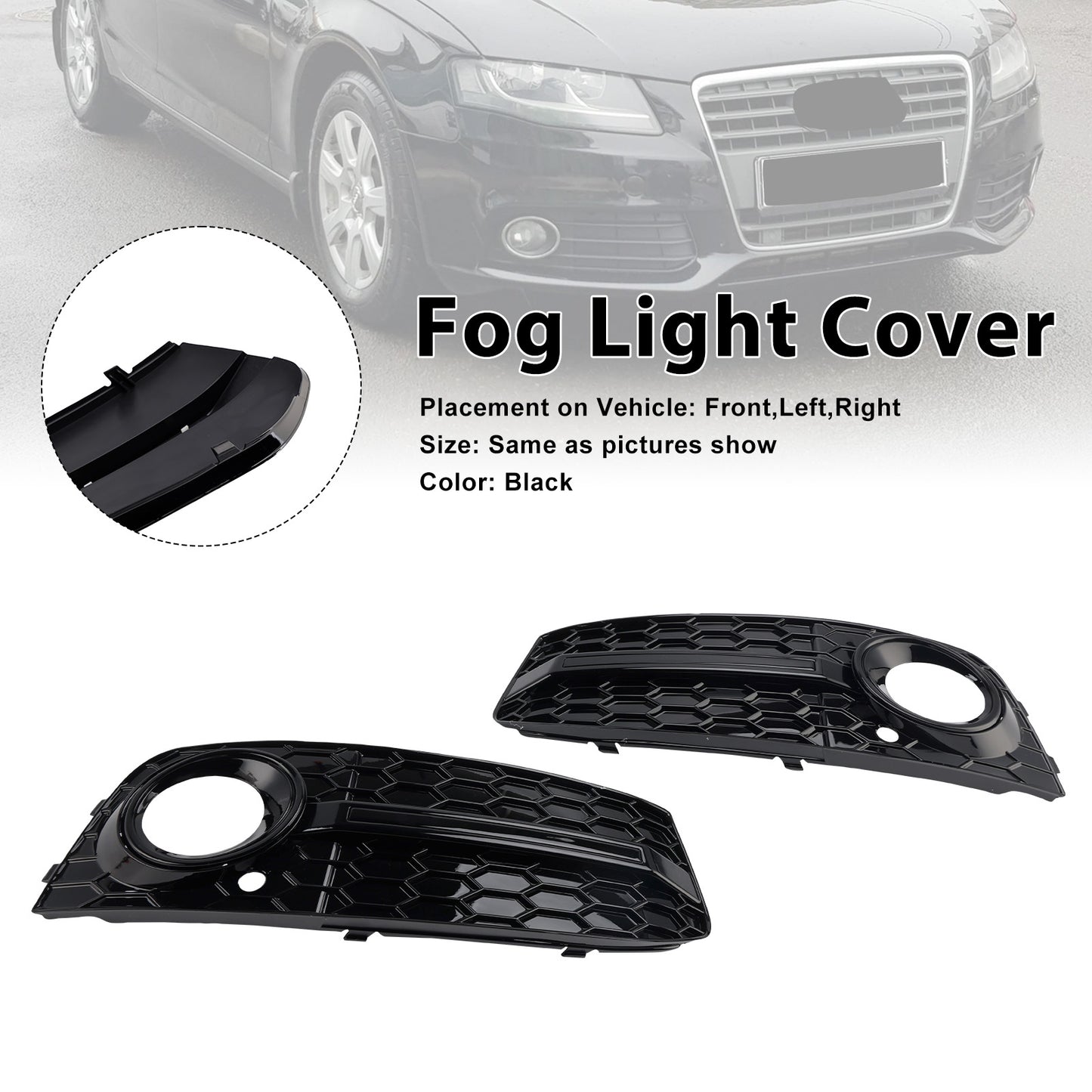 2009-2012 Audi A4 B8 Standard Version 8K0807682 2PCS Front Honeycomb Fog Light Grill