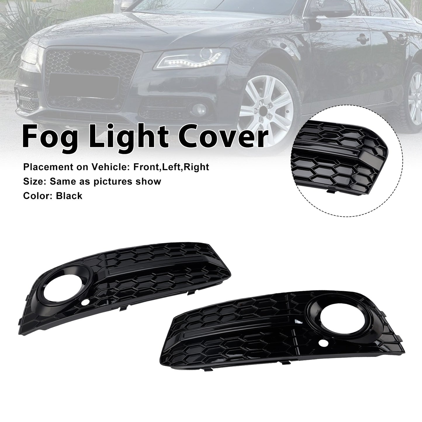 2009-2012 Audi A4 B8 Standard Version 8K0807682 2PCS Front Honeycomb Fog Light Grill