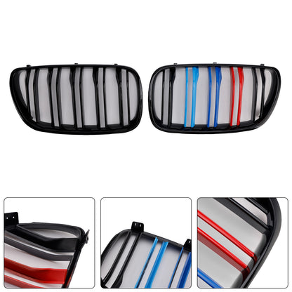 2007-2010 BMW X3 E83 LCI 2PCS Gloss Black Front Bumper Grille Grill Fit