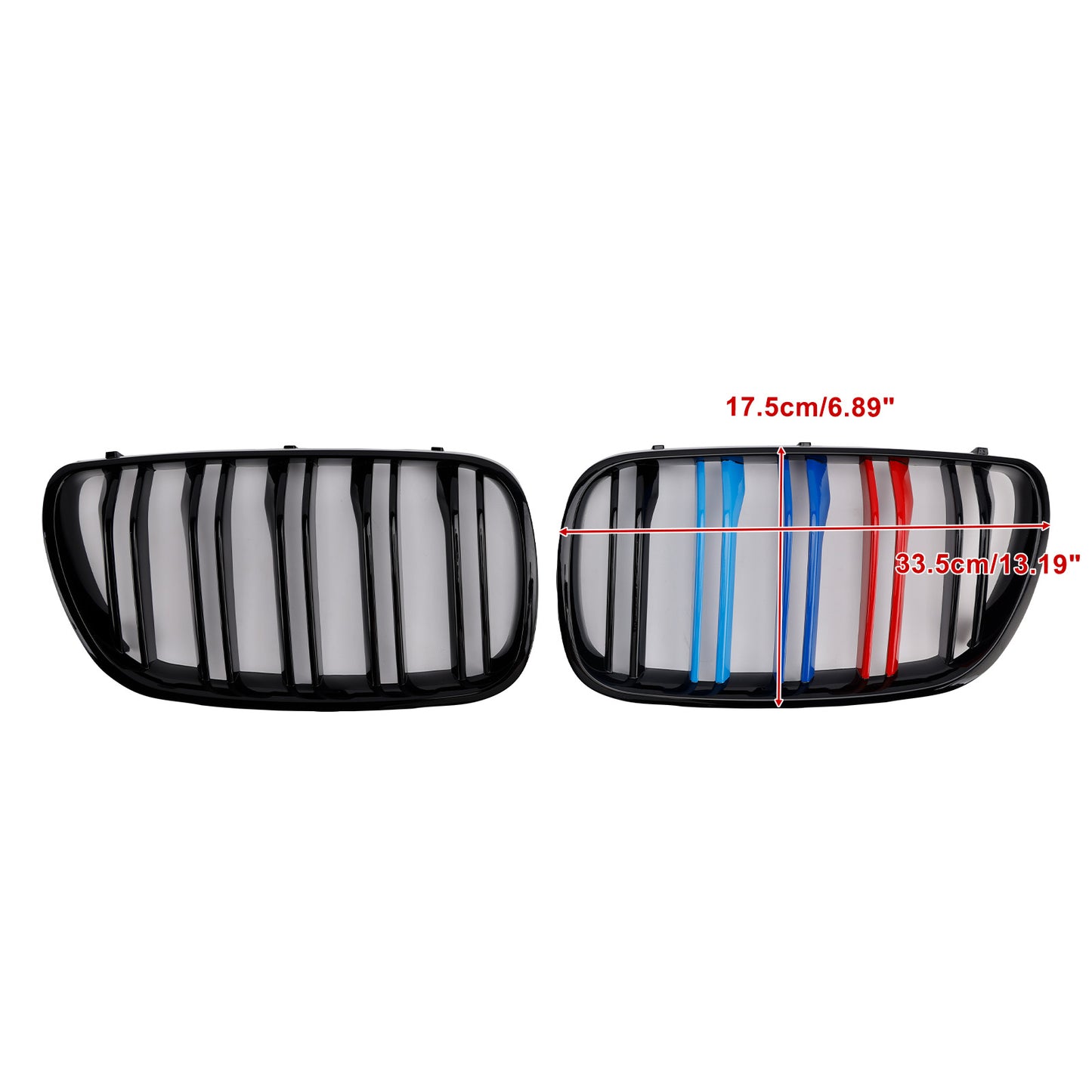 2007-2010 BMW X3 E83 LCI 2PCS Gloss Black Front Bumper Grille Grill Fit