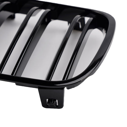 2007-2010 BMW X3 E83 LCI 2PCS Gloss Black Front Bumper Grille Grill Fit