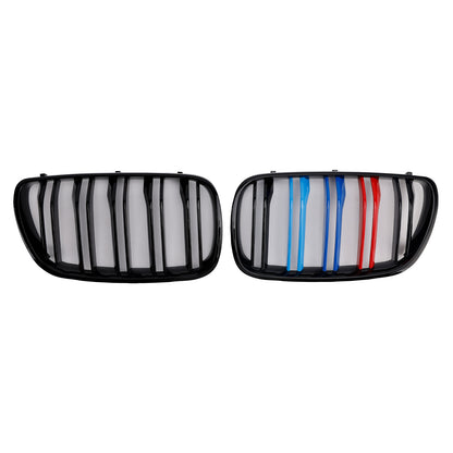 2007-2010 BMW X3 E83 LCI 2PCS Gloss Black Front Bumper Grille Grill Fit