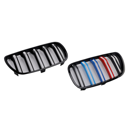 2007-2010 BMW X3 E83 LCI 2PCS Gloss Black Front Bumper Grille Grill Fit
