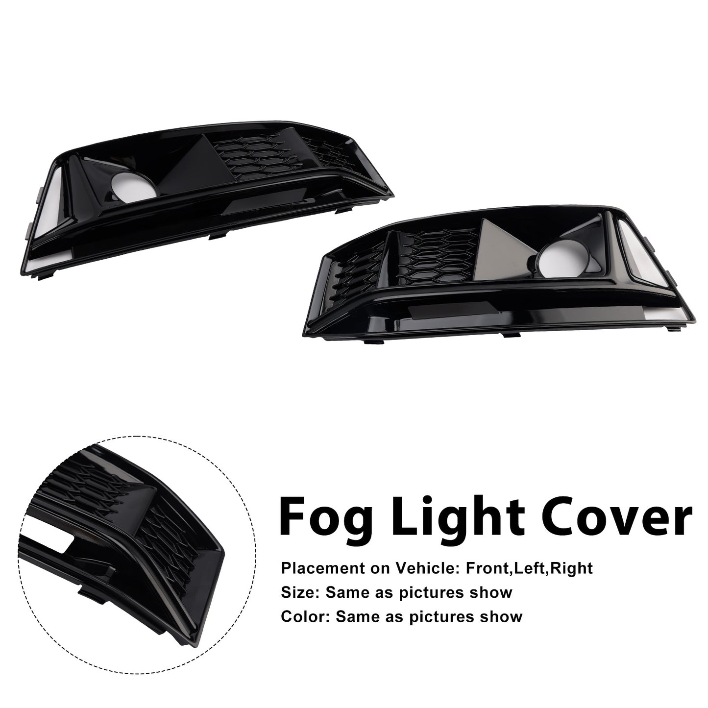 2016-2019 Audi A4 B9 S4 2PCS Black Front Bumper Foglight Grille Grill Fit