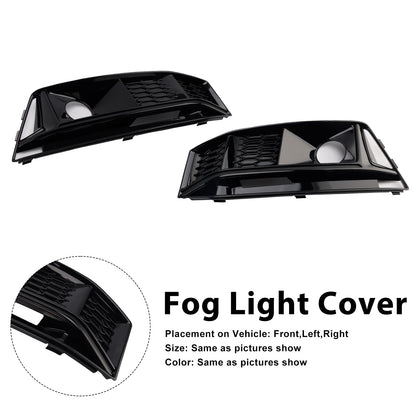 2016-2019 Audi A4 B9 S4 2PCS Black Front Bumper Foglight Grille Grill Fit