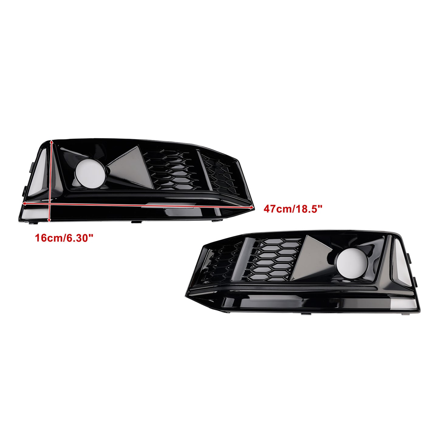 2016-2019 Audi A4 B9 S4 2PCS Black Front Bumper Foglight Grille Grill Fit