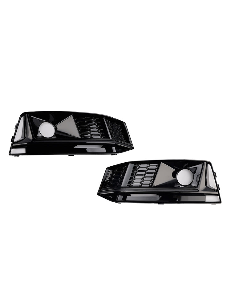2016-2019 Audi A4 B9 S4 2PCS Black Front Bumper Foglight Grille Grill Fit