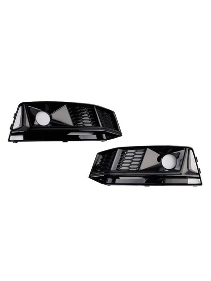 2016-2019 Audi A4 B9 S4 2PCS Black Front Bumper Foglight Grille Grill Fit