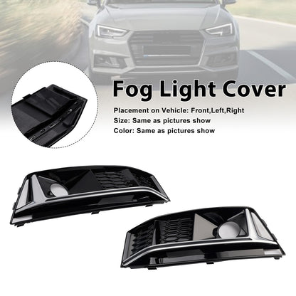 2016-2019 AUDI A4 B9 S-line S4 (8W) With ACC Hole 8W0807682G 2PCS Black Chrome Front Bumper Foglight Grille Grill