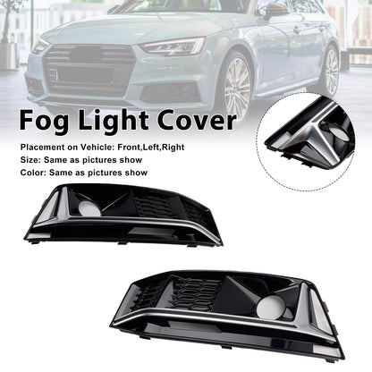 2016-2019 AUDI A4 B9 S-line S4 (8W) With ACC Hole 8W0807682G 2PCS Black Chrome Front Bumper Foglight Grille Grill
