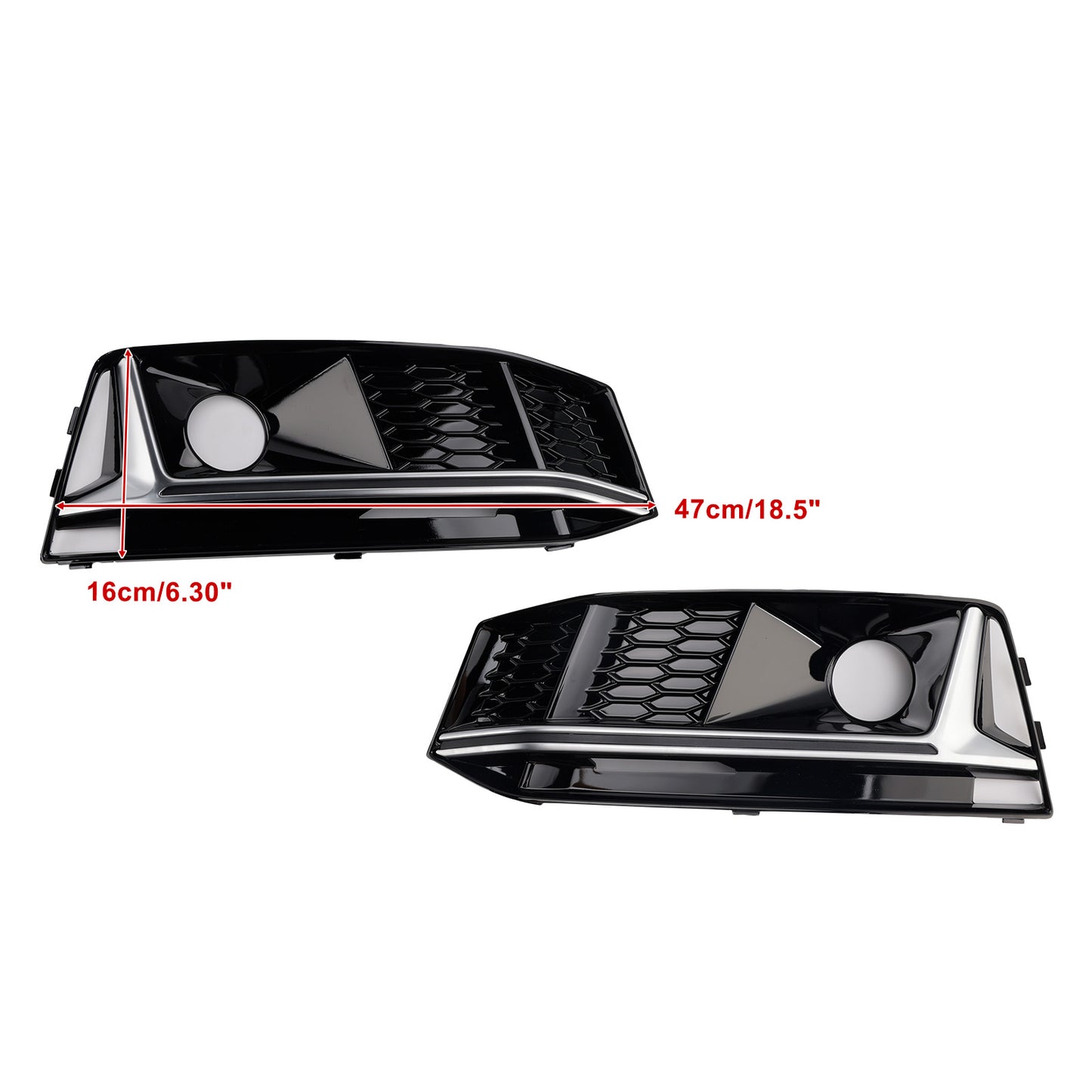 2016-2019 AUDI A4 B9 S-line S4 (8W) With ACC Hole 8W0807682G 2PCS Black Chrome Front Bumper Foglight Grille Grill