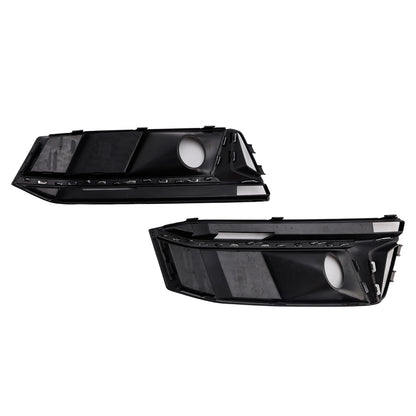 2016-2019 AUDI A4 B9 S-line S4 (8W) With ACC Hole 8W0807682G 2PCS Black Chrome Front Bumper Foglight Grille Grill