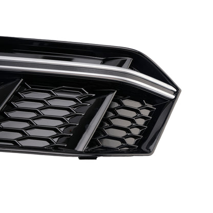 2016-2019 AUDI A4 B9 S-line S4 (8W) With ACC Hole 8W0807682G 2PCS Black Chrome Front Bumper Foglight Grille Grill