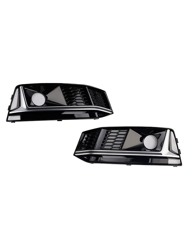 2016-2019 AUDI A4 B9 S-line S4 (8W) With ACC Hole 8W0807682G 2PCS Black Chrome Front Bumper Foglight Grille Grill