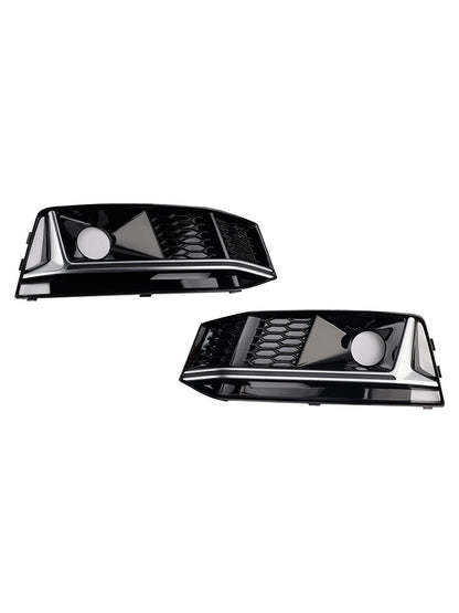 2016-2019 AUDI A4 B9 S-line S4 (8W) With ACC Hole 8W0807682G 2PCS Black Chrome Front Bumper Foglight Grille Grill