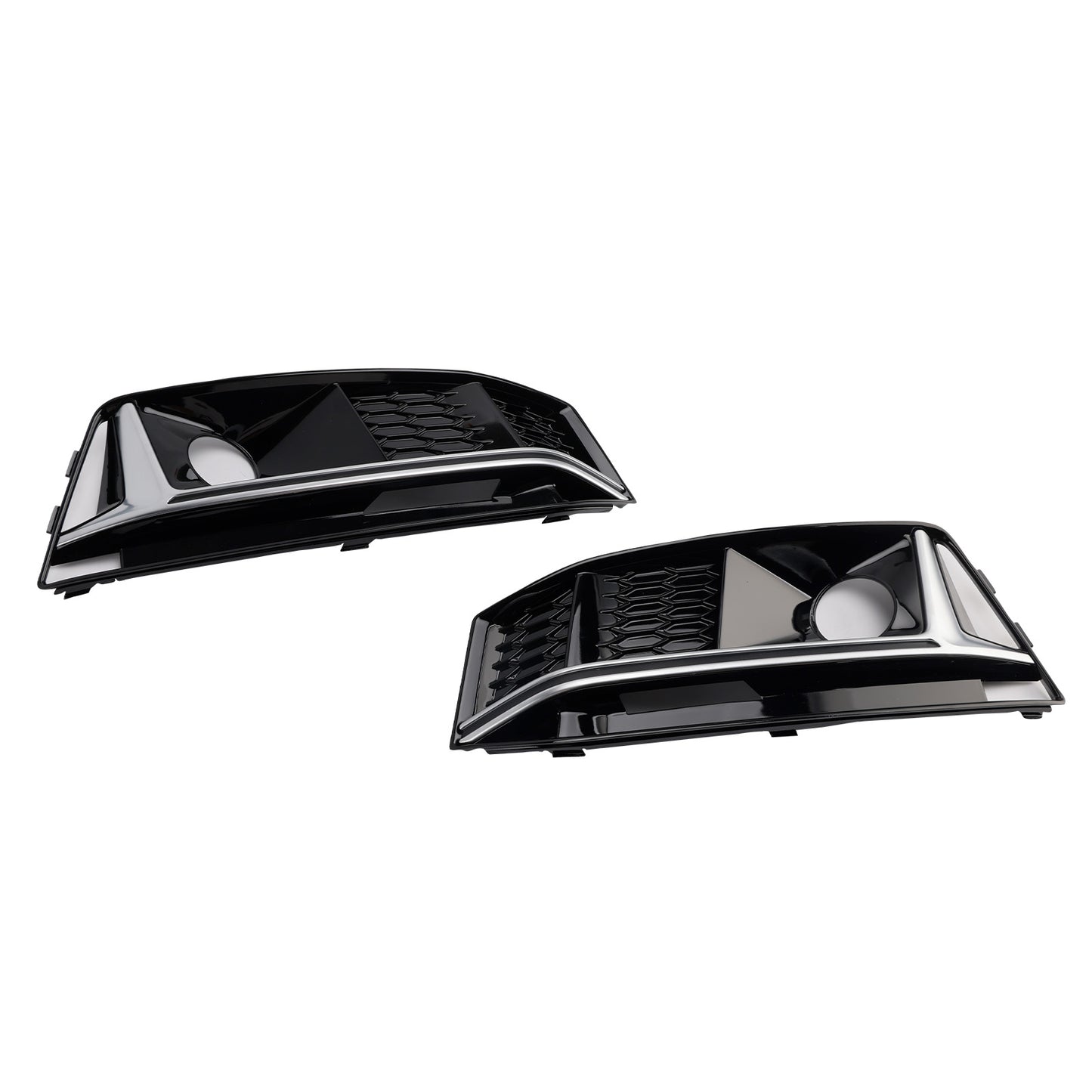 2016-2019 AUDI A4 B9 S-line S4 (8W) With ACC Hole 8W0807682G 2PCS Black Chrome Front Bumper Foglight Grille Grill