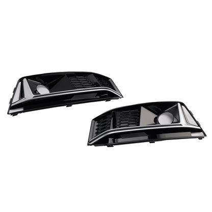2016-2019 AUDI A4 B9 S-line S4 (8W) With ACC Hole 8W0807682G 2PCS Black Chrome Front Bumper Foglight Grille Grill