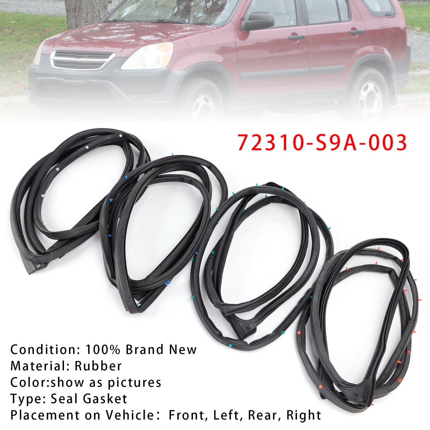 2002-2006 Honda CR-V 72310-S9A-003 4PCS Weatherstrip Seal Gasket