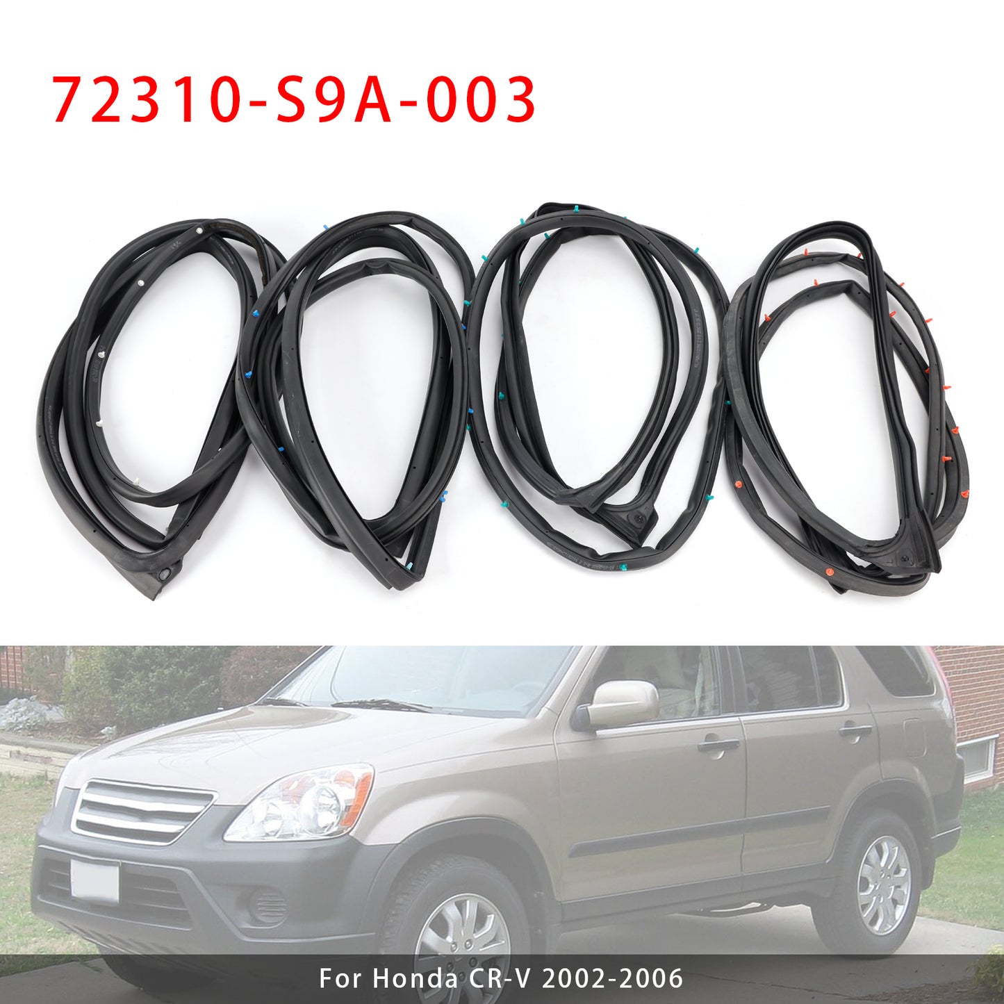 2002-2006 Honda CR-V 72310-S9A-003 4PCS Weatherstrip Seal Gasket