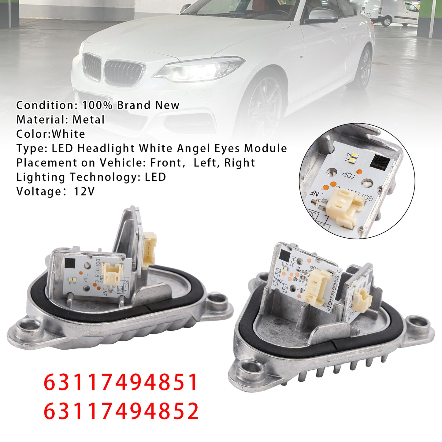 BMW F87 LCI M2 / M2 CS / M2 Competition 63117494852 2PCS Angel Eye DRL LED Module