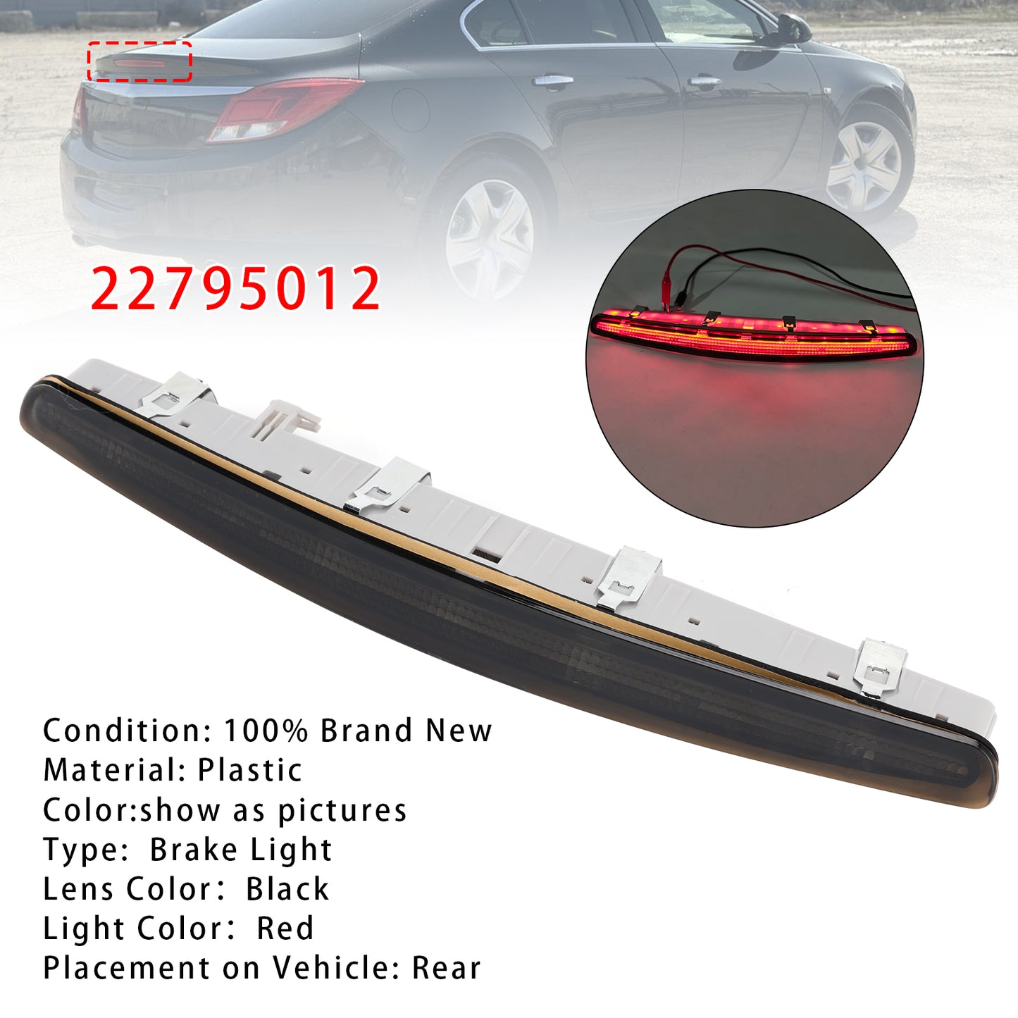 2008-2012 Vauxhall/Opel Insignia A Mk1 Pre-Facelift Black 22795012 Rear Third Brake Light Lamp