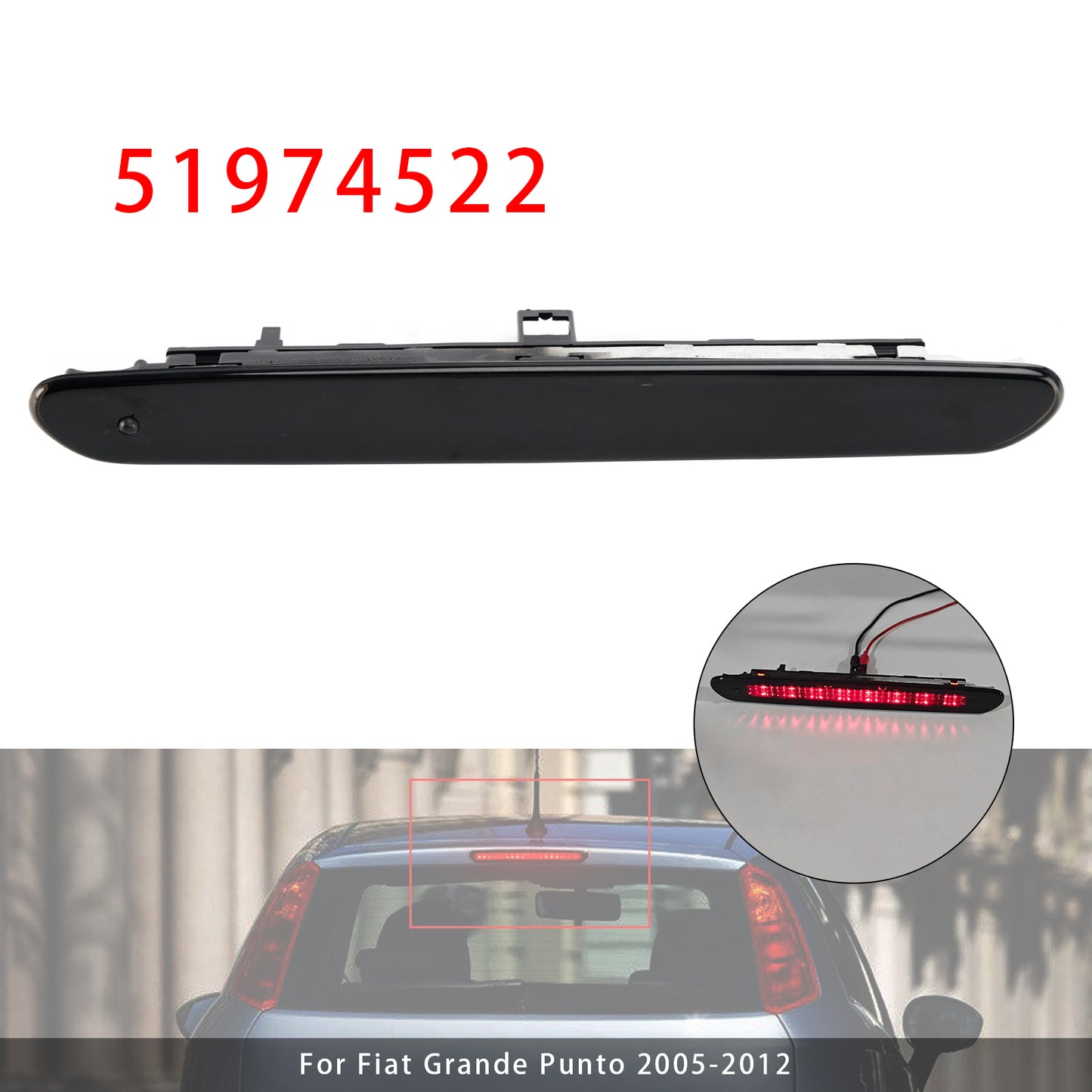 2005-2012 Fiat Grande Punto 51722247 Rear Third Brake Light Lamp