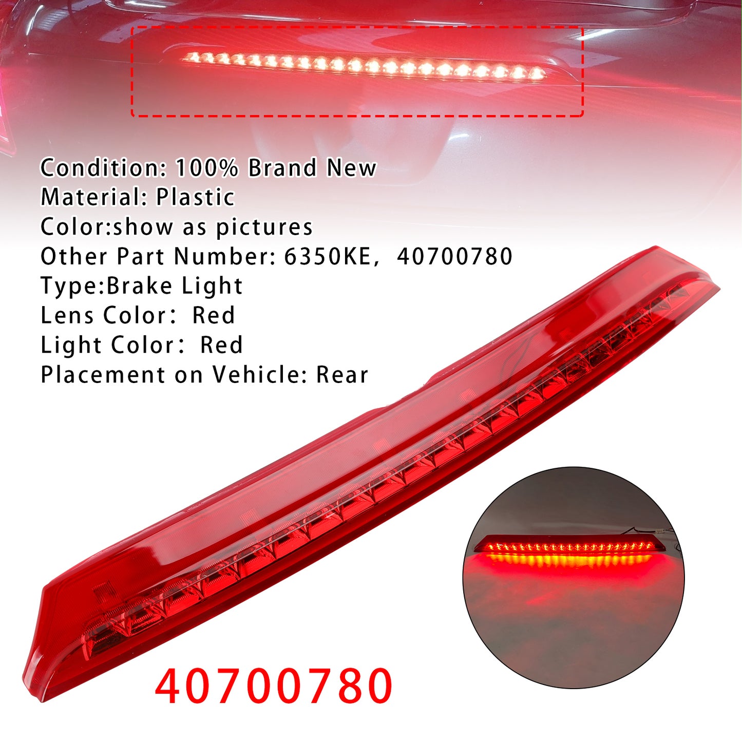 2010-2015 Peugeot RCZ 6350KE Rear Third Brake Light Lamp