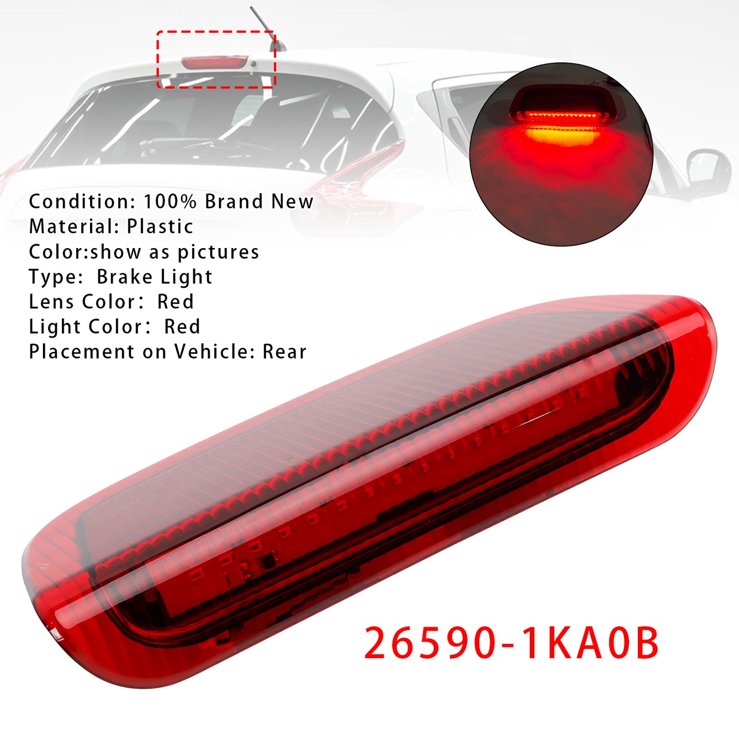 2010-2018 Nissan Juke MK1 F15 Red 26590-1KA0B Rear Third Brake Light Lamp