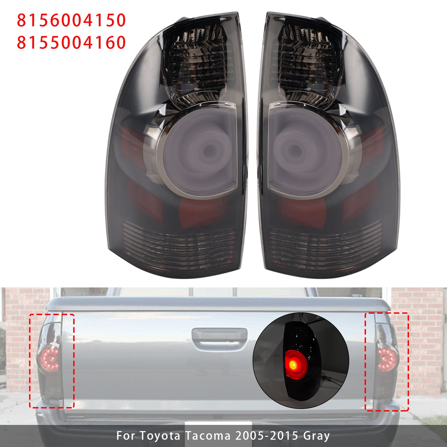 2005-2015 Toyota Tacoma Base Crew Cab Pickup 4-Door 8155004160 Left+ Right LED Tail Lights Brake Lamp