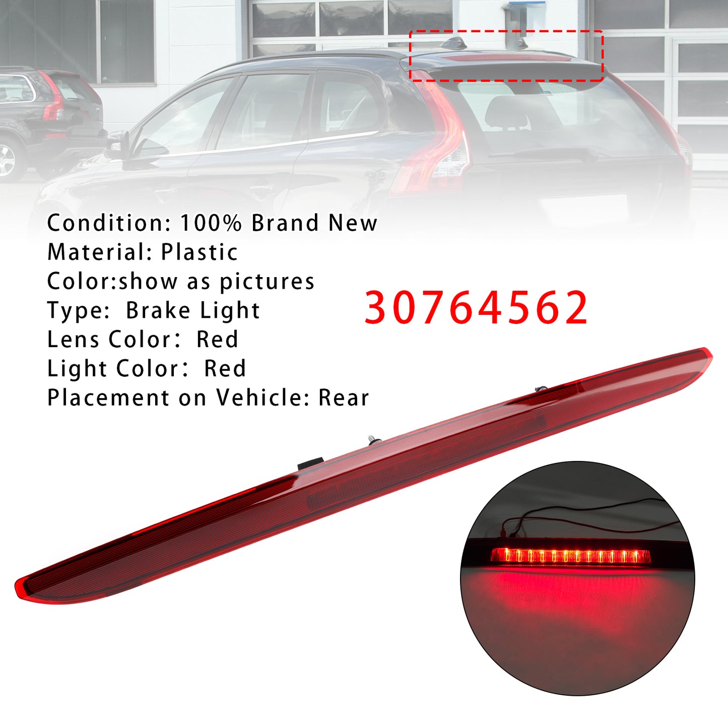 2008-2017 Volvo XC60 31395081 Rear Third Brake Light Lamp