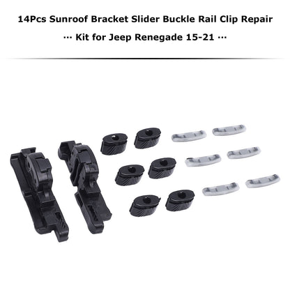 15-21 Jeep Renegade 14Pcs Sunroof Bracket Slider Buckle Rail Clip Repair Kit