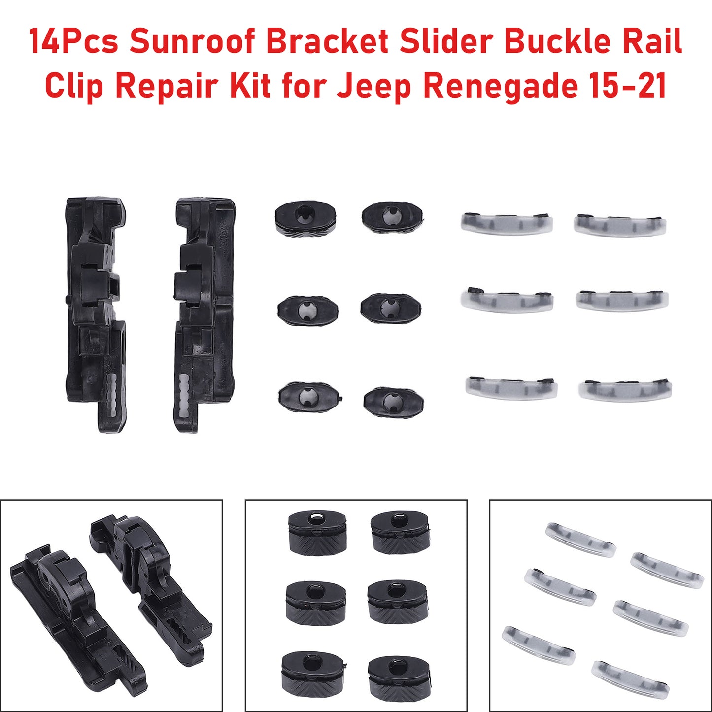 15-21 Jeep Renegade 14Pcs Sunroof Bracket Slider Buckle Rail Clip Repair Kit