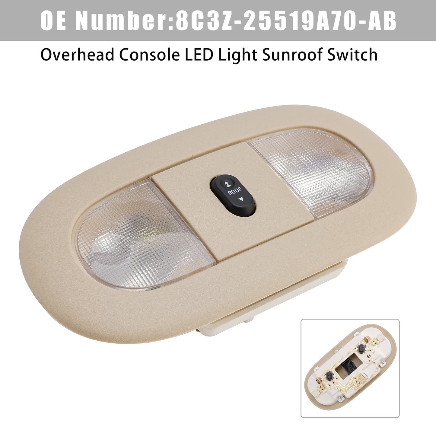 Ford F250 F350 F450 8C3Z-25519A70-AB Overhead Console LED Light Sunroof Switch Beige