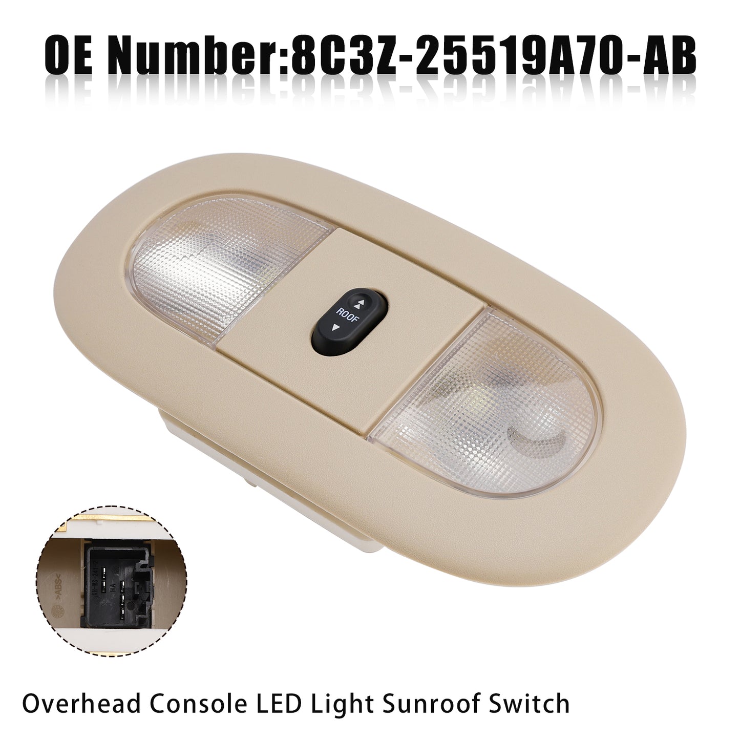 Ford F250 F350 F450 8C3Z-25519A70-AB Overhead Console LED Light Sunroof Switch Beige