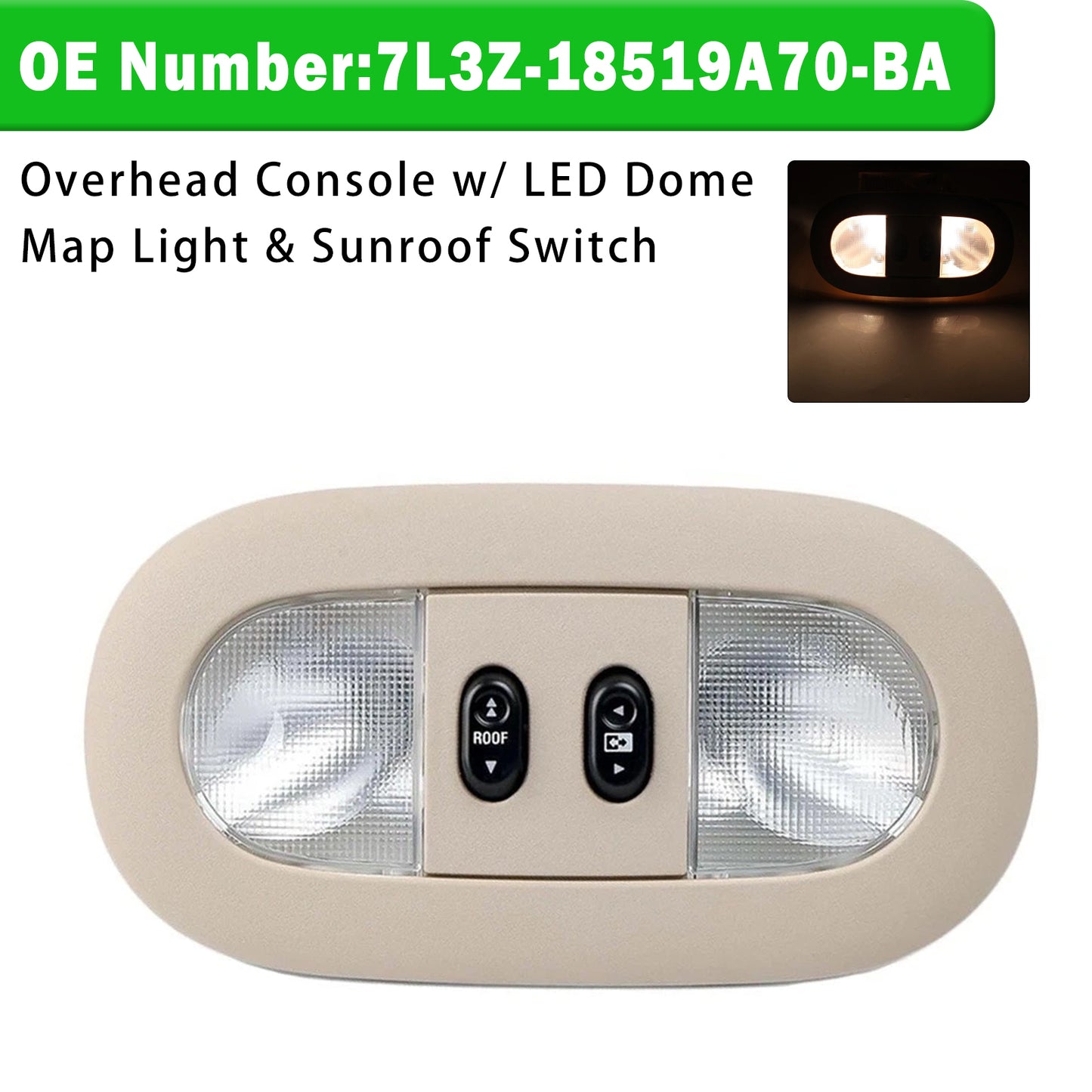 2004-2008 Ford F-150 7L3Z-18519A70-BA Overhead Console Dome Map Light Sunroof Switch