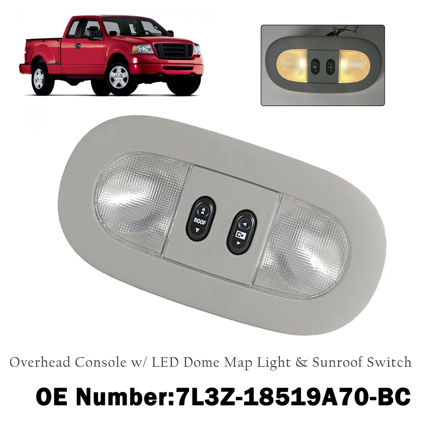 2004-2008 Ford F-150 7L3Z-18519A70-BC Overhead Console Dome Map Light Sunroof Switch