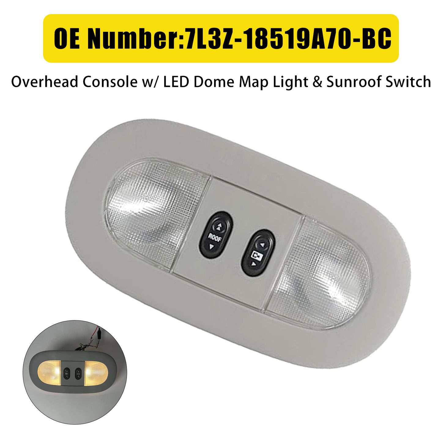 2004-2008 Ford F-150 7L3Z-18519A70-BC Overhead Console Dome Map Light Sunroof Switch