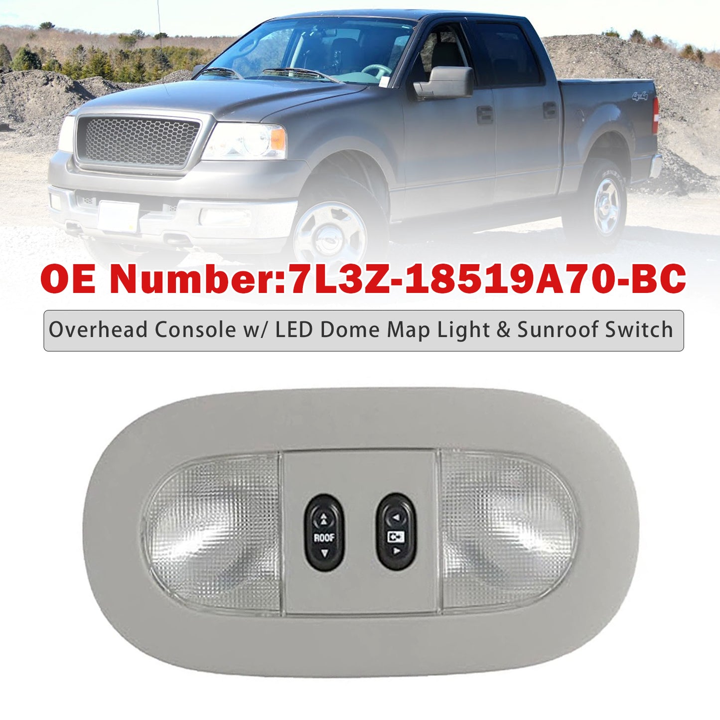 2004-2008 Ford F-150 7L3Z-18519A70-BC Overhead Console Dome Map Light Sunroof Switch