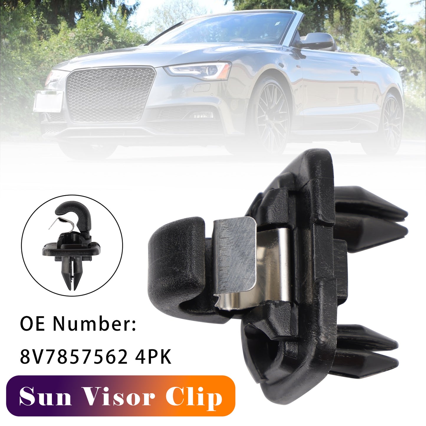 2015-2019 Audi A3 Cabriolet (Type 8V) 8V78575624PK Sun Visor Clip 4PK